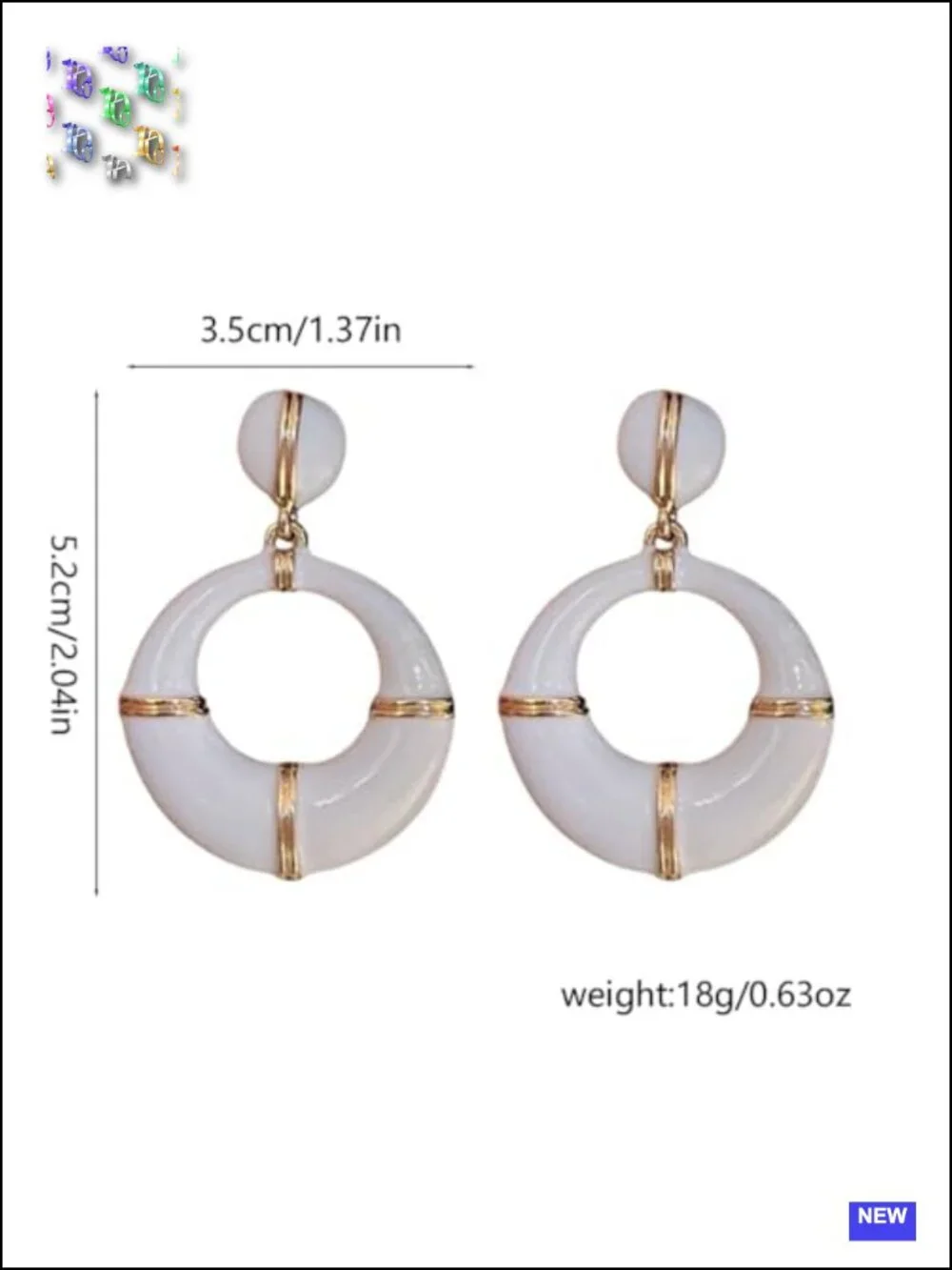 Retro Enamel & Gold-Tone Circular Drop Earrings, Bold Geometric Dangle